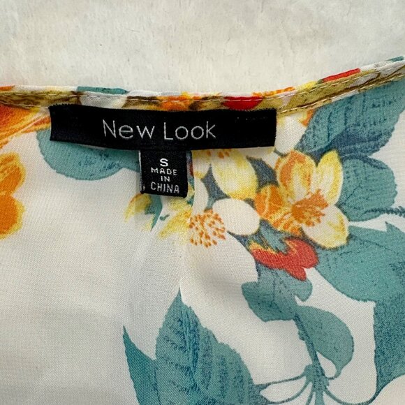 Floral Maxi Dress With Long Sleeves & Elastic Waist New Look Size S White/Multi - Picture 5 of 12